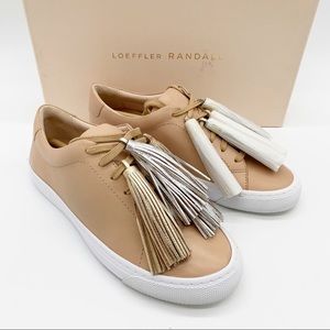 LOEFFLER RANDALL LOGAN Tassel Sneakers Beige 6.5